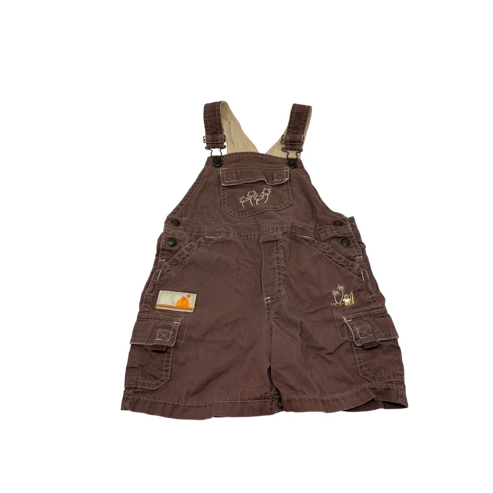 Koala Kids Boys Brown Palm Tree Cargo Shortall Overalls 48M 4T 322124-G6